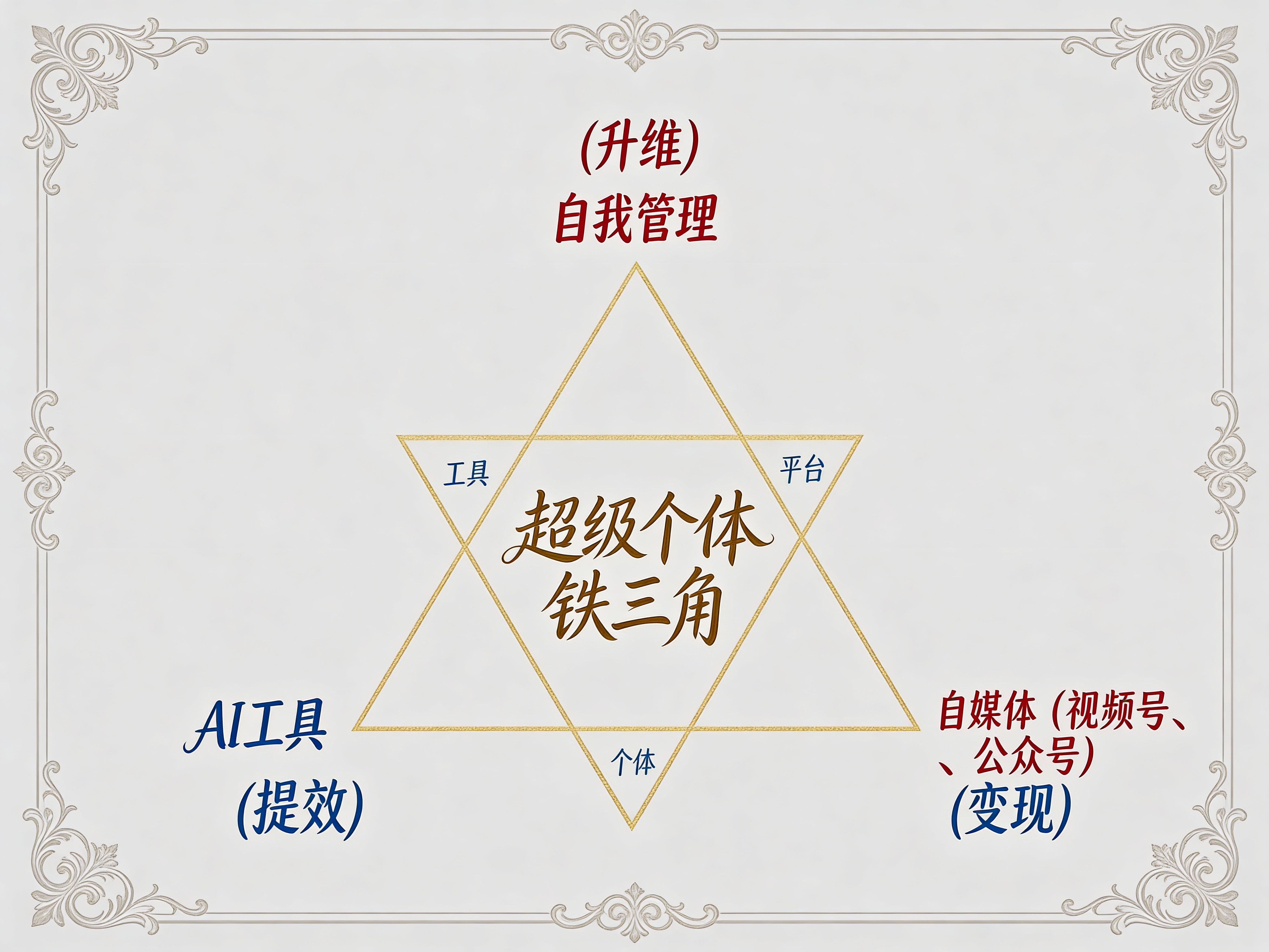 jimeng-2026-01-01-3607-将输入的思维导图重新设计成精美手写卡片，浅灰色背景，采用复古风格设计，三角形用金...